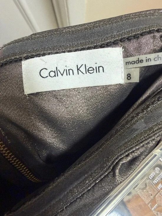 Calvin Klein Metallic Bronze Strapless Ruched Cocktail Dress - Picture 2 of 3